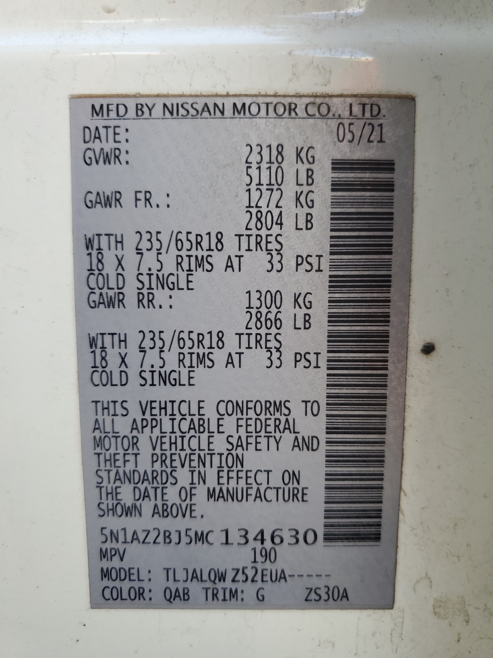 5N1AZ2BJ5MC134630 2021 Nissan Murano Sv