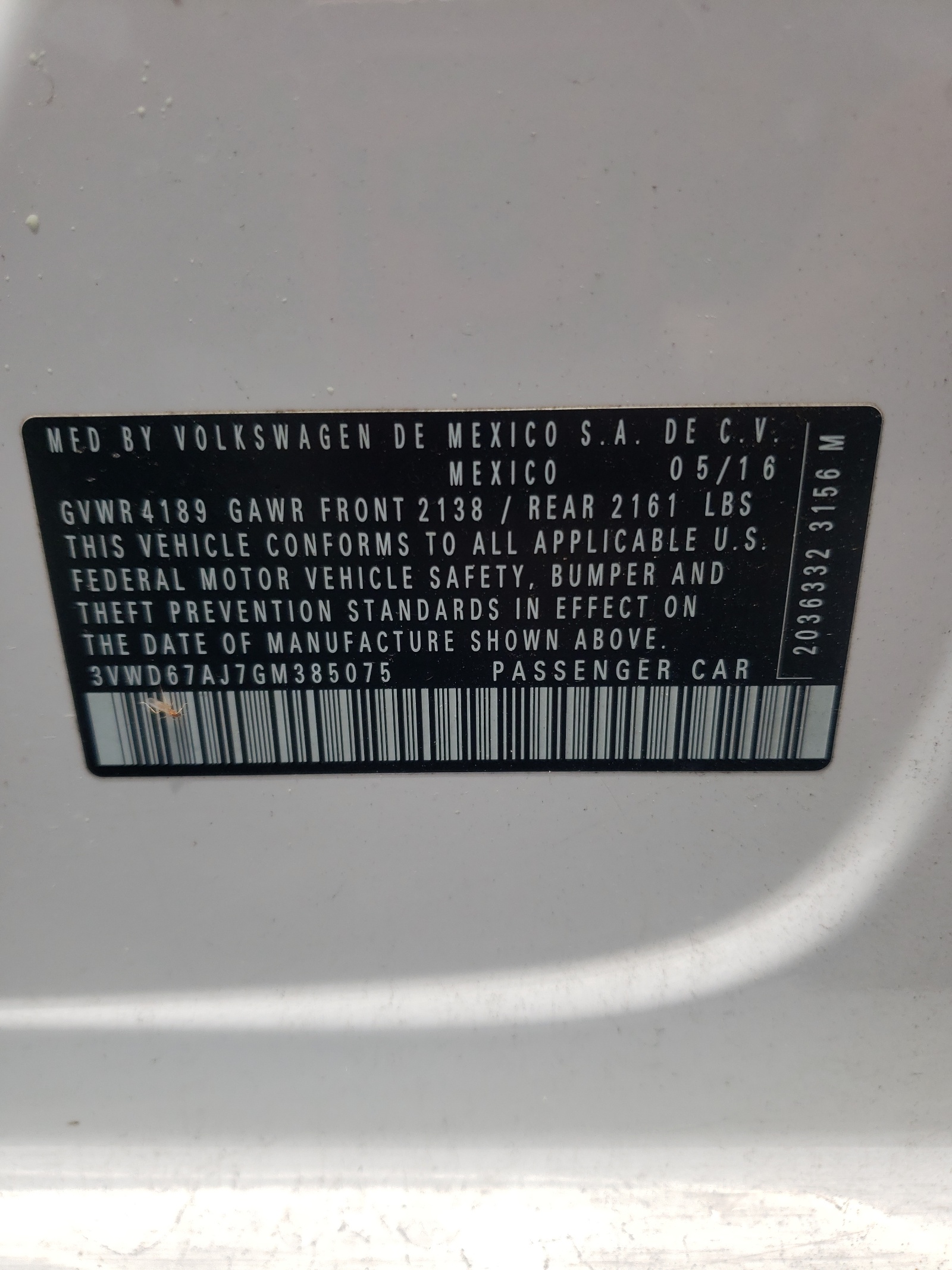 3VWD67AJ7GM385075 2016 Volkswagen Jetta Se