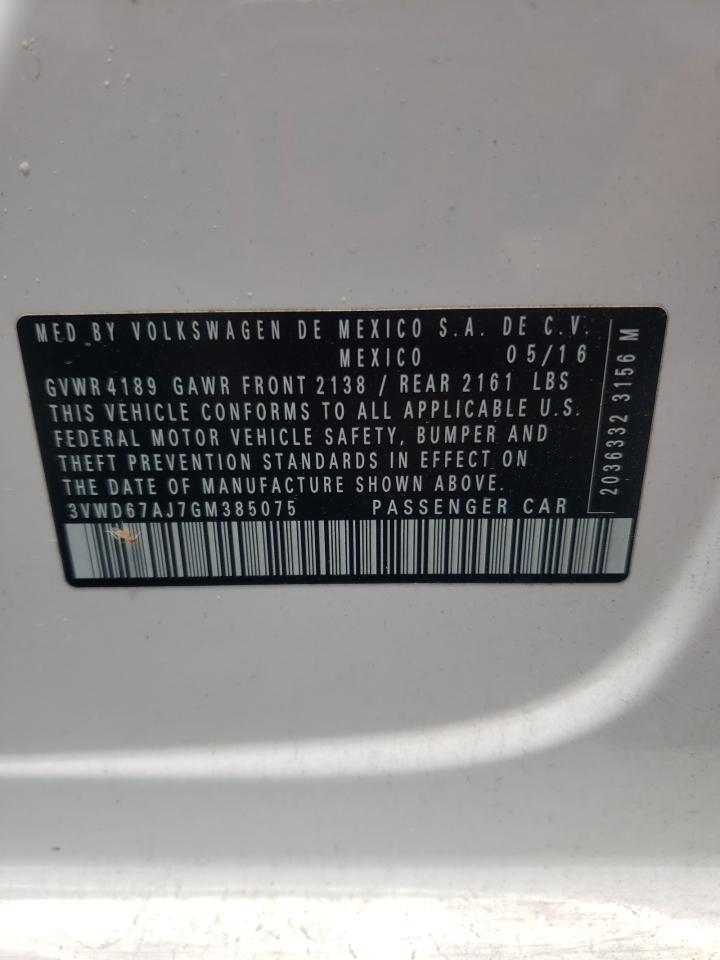 2016 Volkswagen Jetta Se VIN: 3VWD67AJ7GM385075 Lot: 59703214