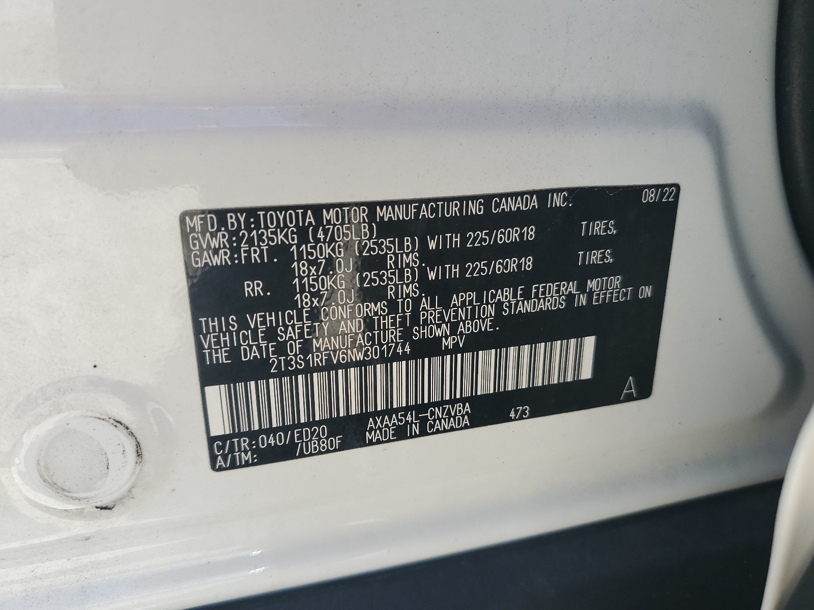 2T3S1RFV6NW301744 2022 Toyota Rav4 Trd Off Road