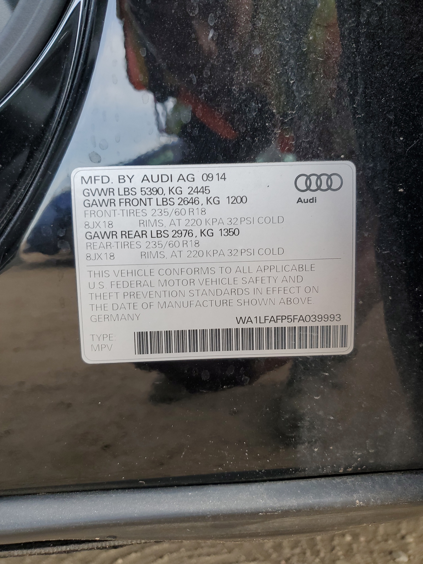 WA1LFAFP5FA039993 2015 Audi Q5 Premium Plus