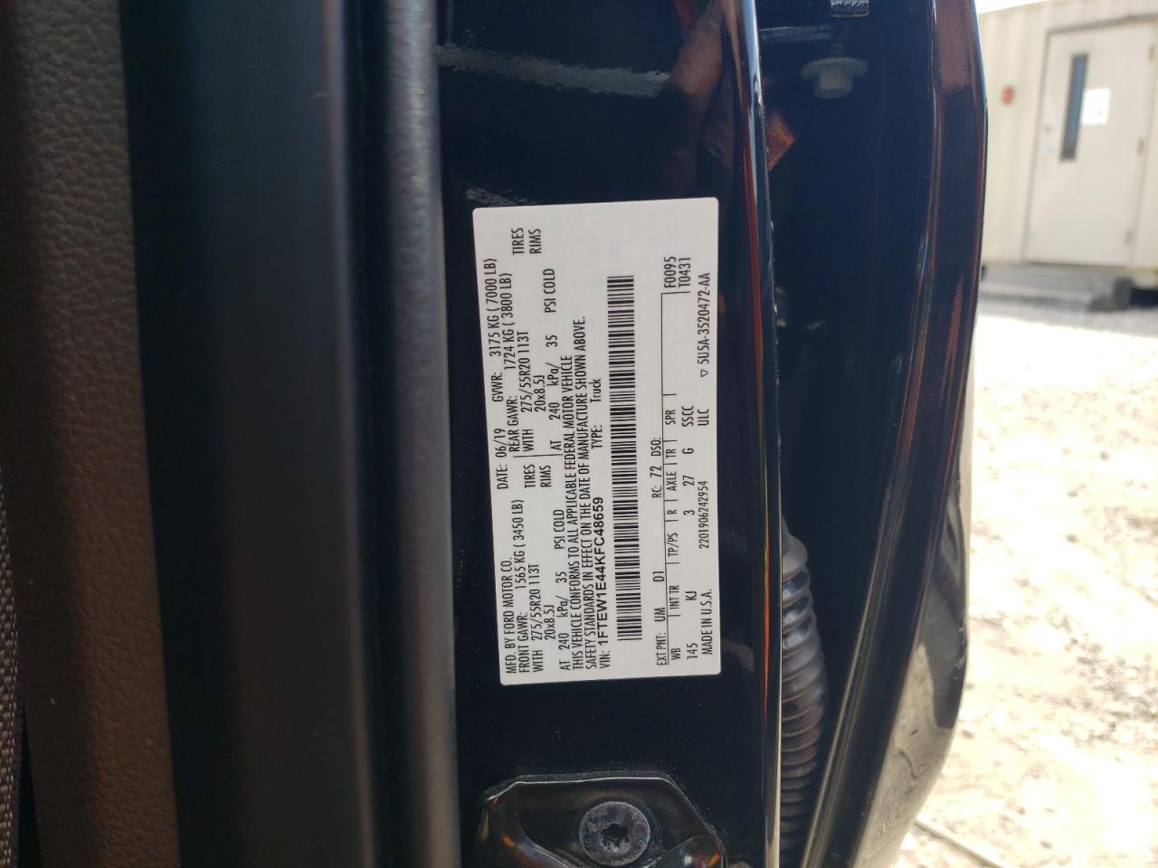 2019 Ford F150 Supercrew VIN: 1FTEW1E44KFC48659 Lot: 59676104