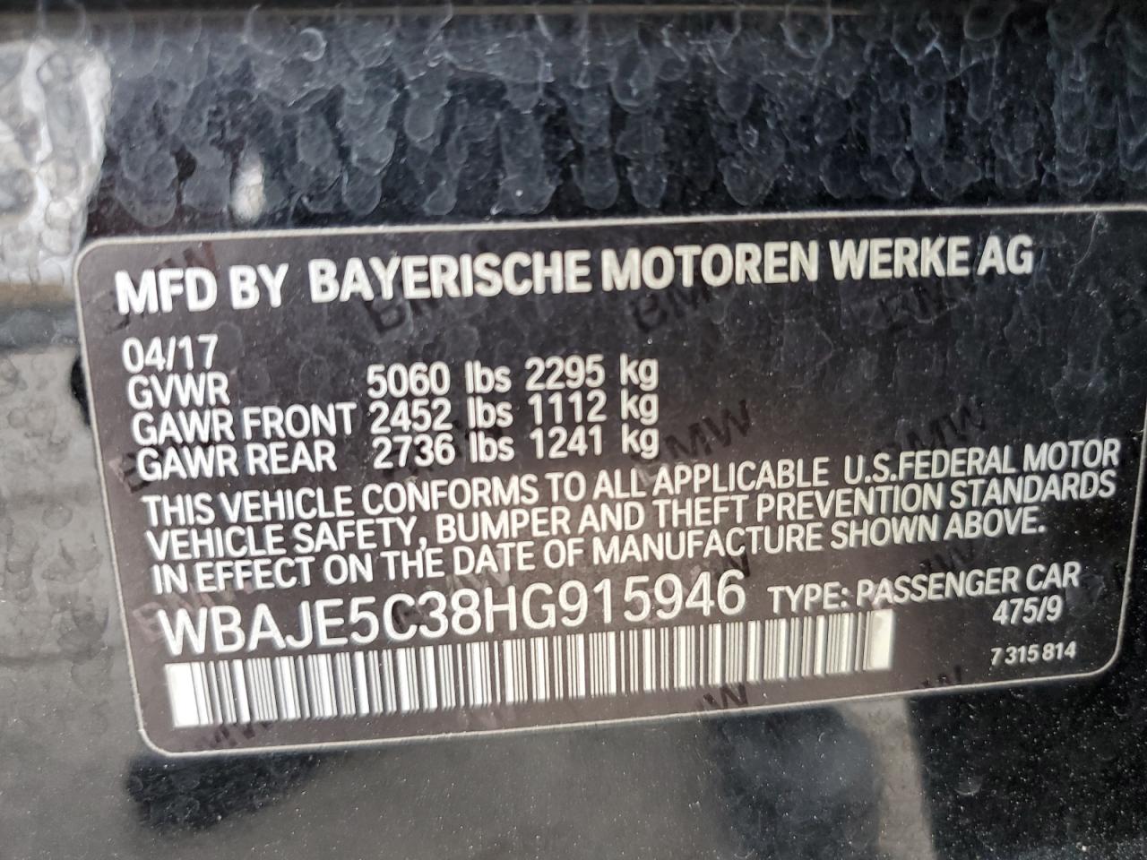 WBAJE5C38HG915946 2017 BMW 540 I