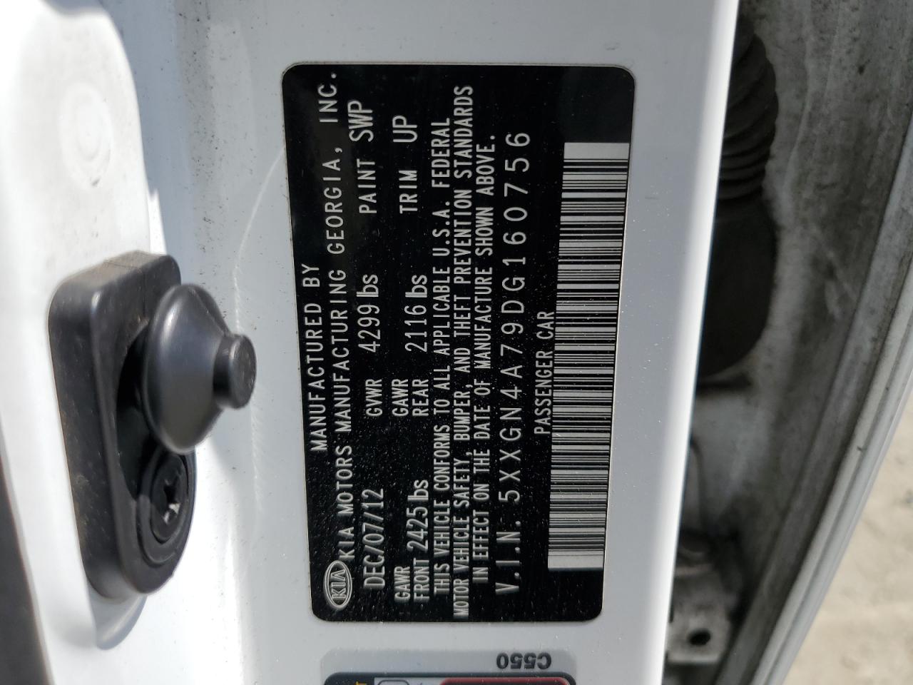 2013 Kia Optima Ex VIN: 5XXGN4A79DG160756 Lot: 59772244