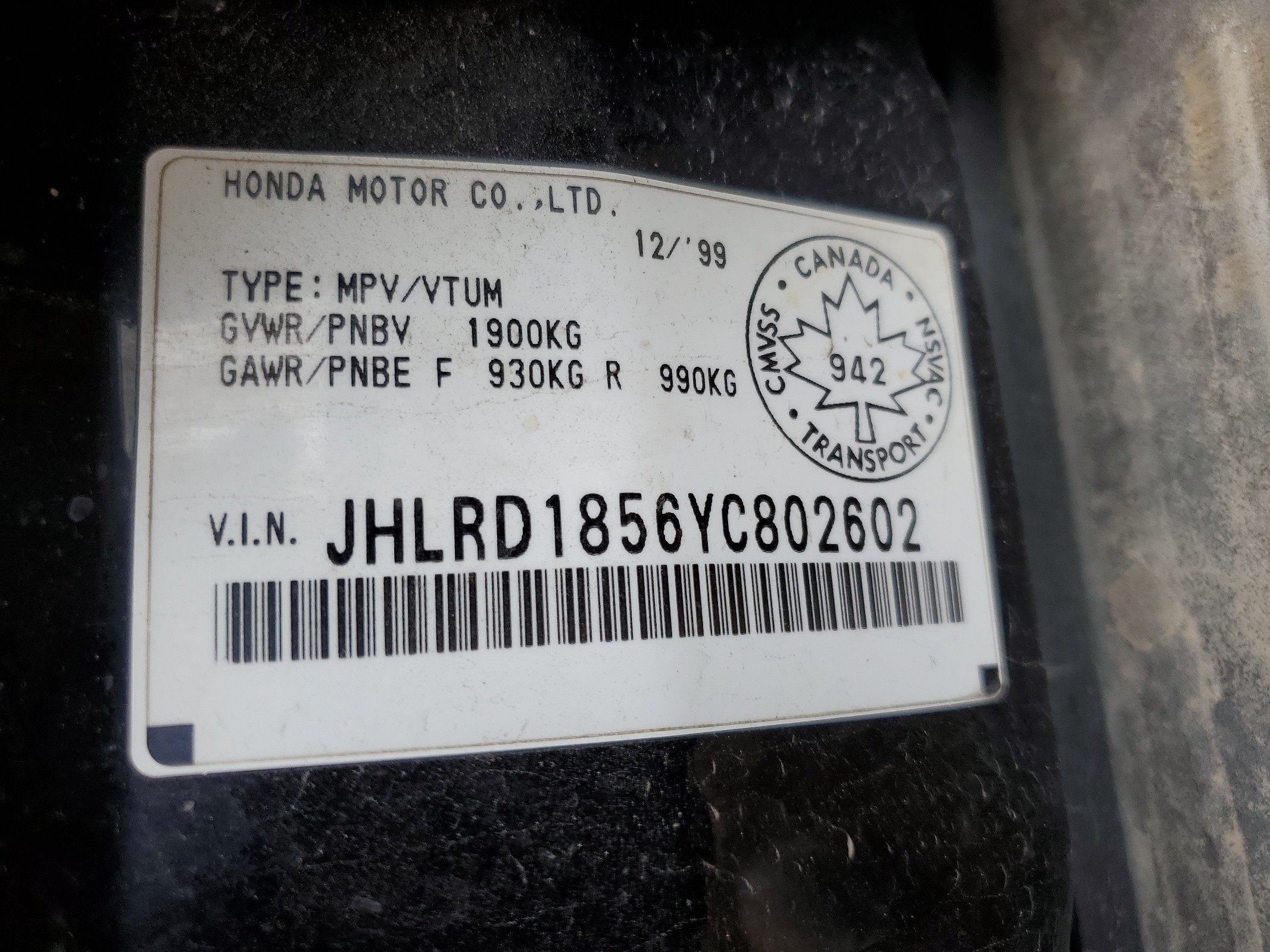 JHLRD1856YC802602 2000 Honda Cr-V Ex