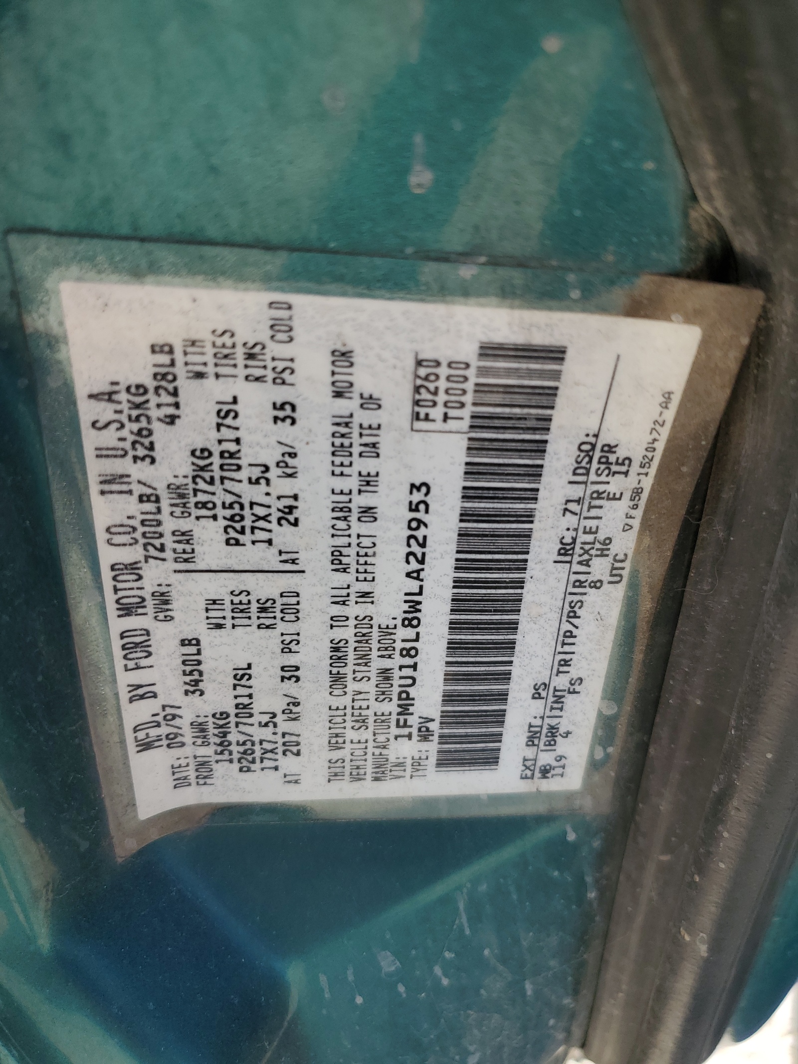 1FMPU18L8WLA22953 1998 Ford Expedition