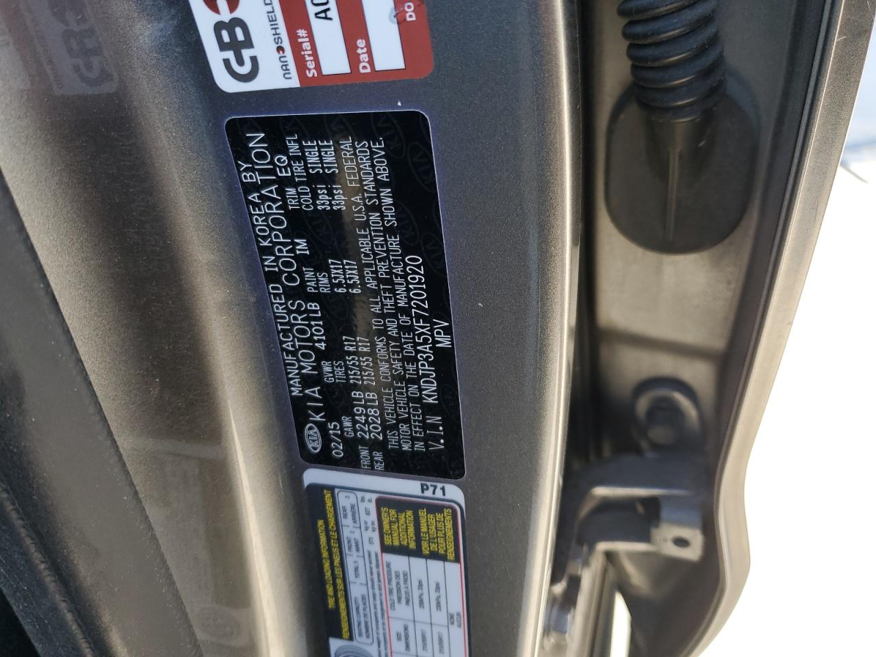 2015 Kia Soul + VIN: KNDJP3A5XF7201920 Lot: 58151304