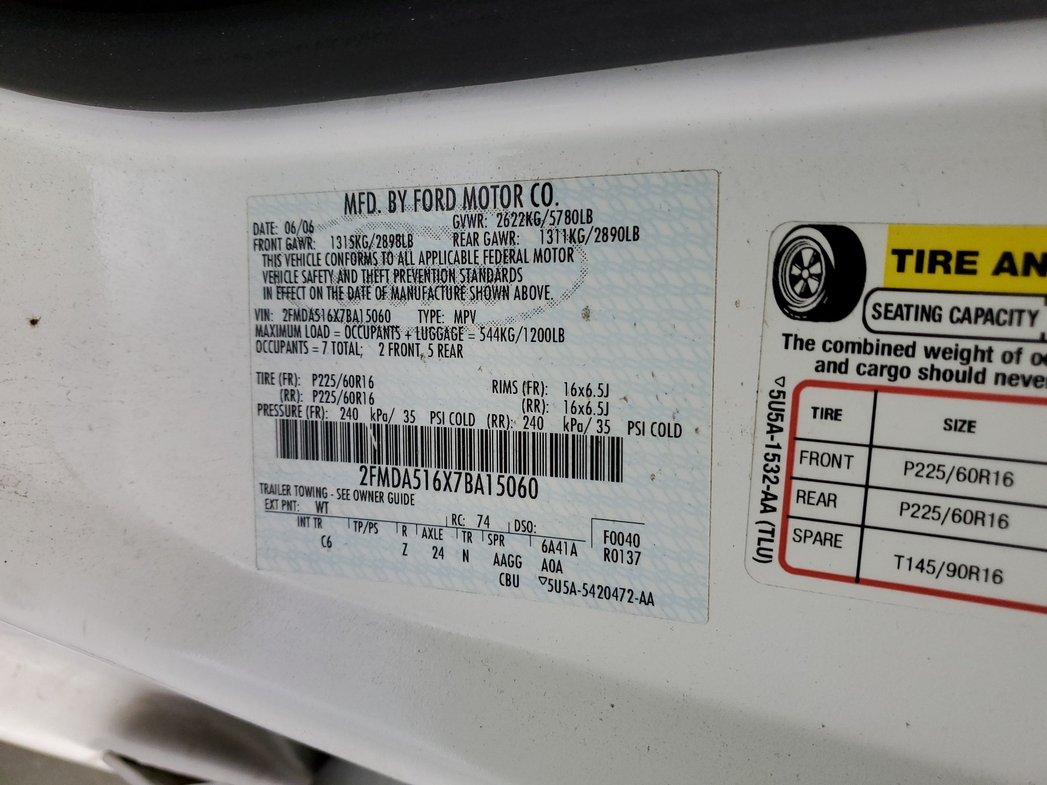 2FMDA516X7BA15060 2007 Ford Freestar Se