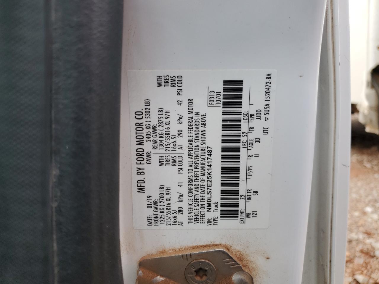 NM0LS7E25K1417487 2019 Ford Transit Connect Xl