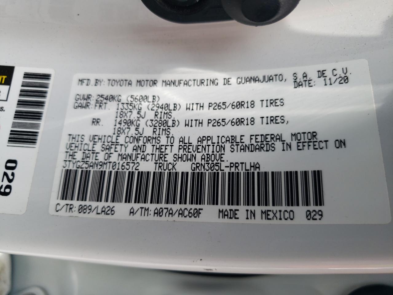 2021 Toyota Tacoma Double Cab VIN: 3TYGZ5AN9MT016572 Lot: 58623904