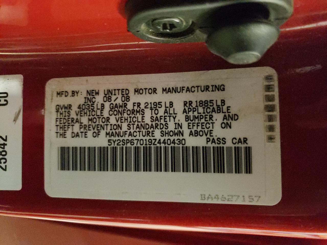 2009 Pontiac Vibe VIN: 5Y2SP67019Z440430 Lot: 60089384