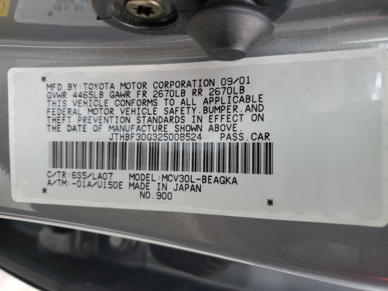 2002 Lexus Es 300 VIN: JTHBF30G325008524 Lot: 57477354