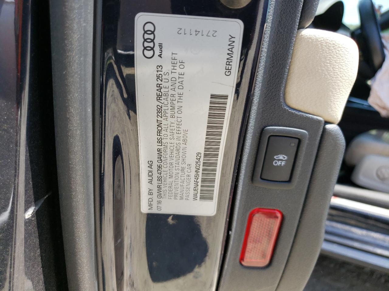 2017 Audi A4 Premium Plus VIN: WAUENAF45HN025429 Lot: 57239744