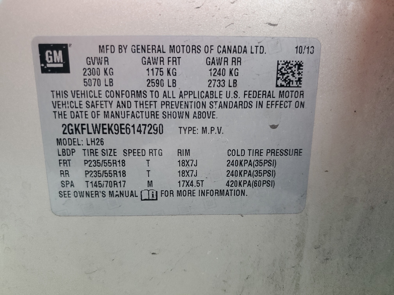 2GKFLWEK9E6147290 2014 GMC Terrain Sle