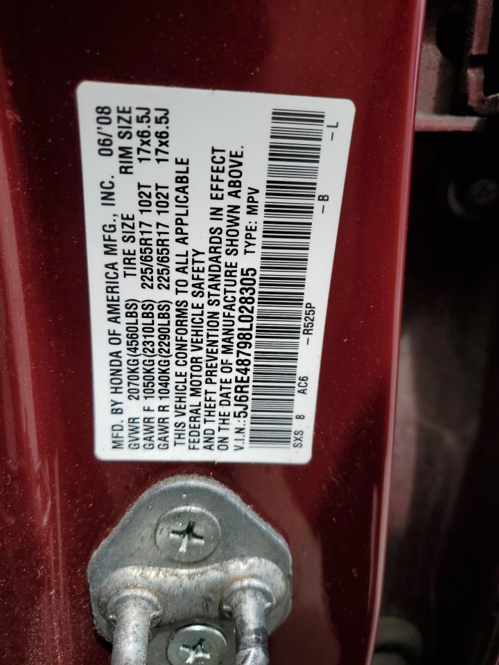 2008 Honda Cr-V Exl VIN: 5J6RE48798L028305 Lot: 59971224