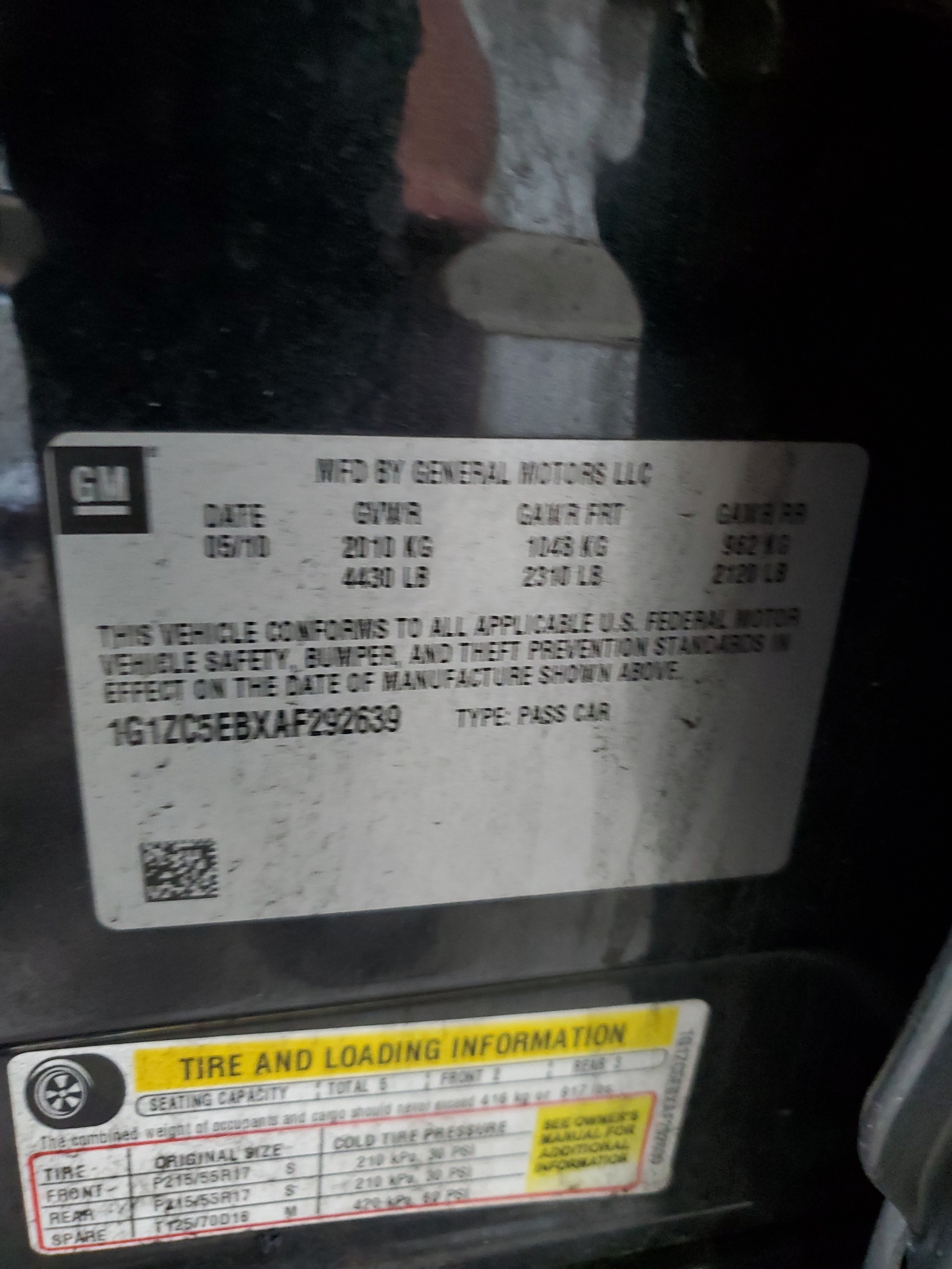 1G1ZC5EBXAF292639 2010 Chevrolet Malibu 1Lt