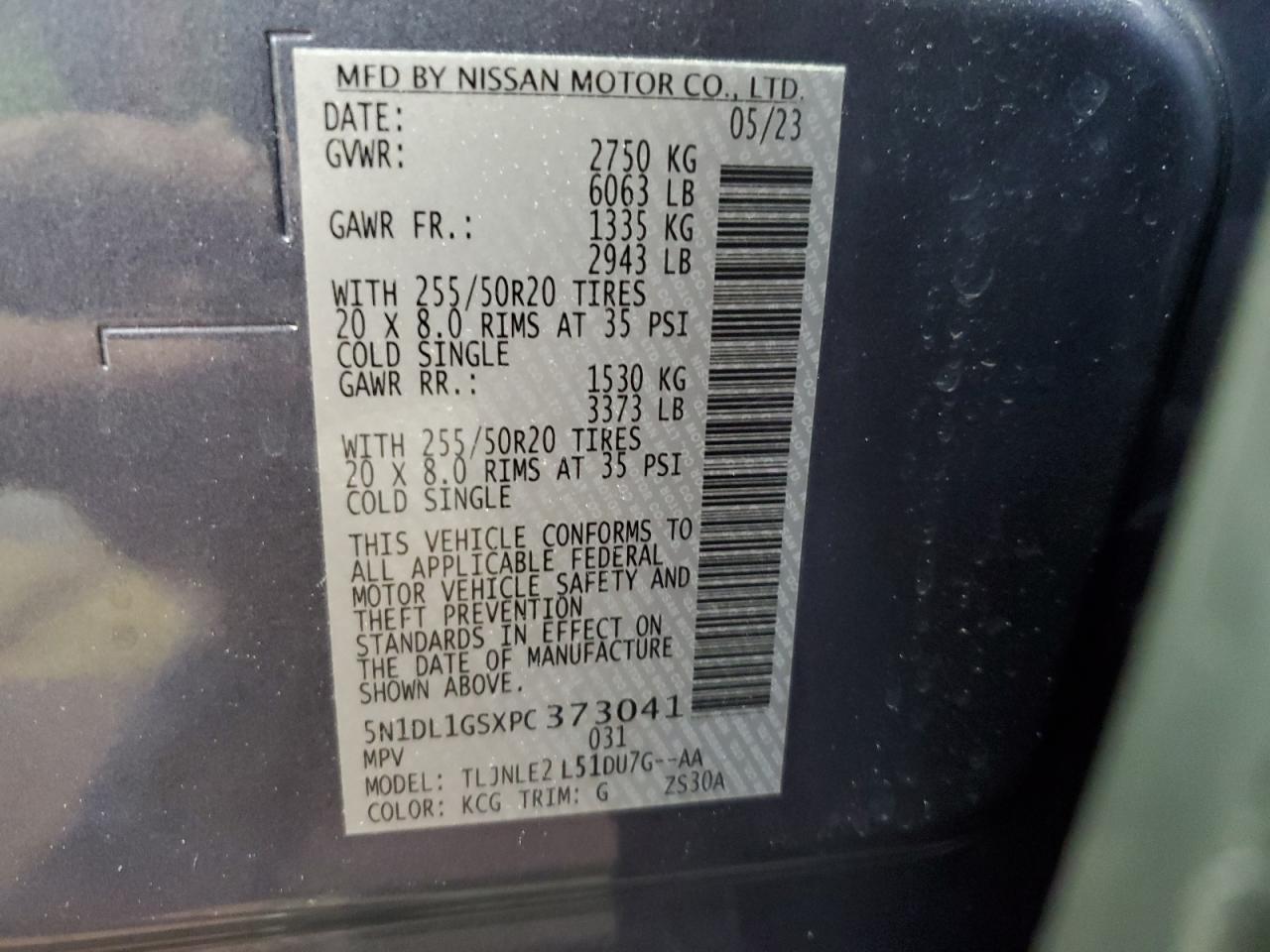 2023 Infiniti Qx60 Sensory VIN: 5N1DL1GSXPC373041 Lot: 59773114