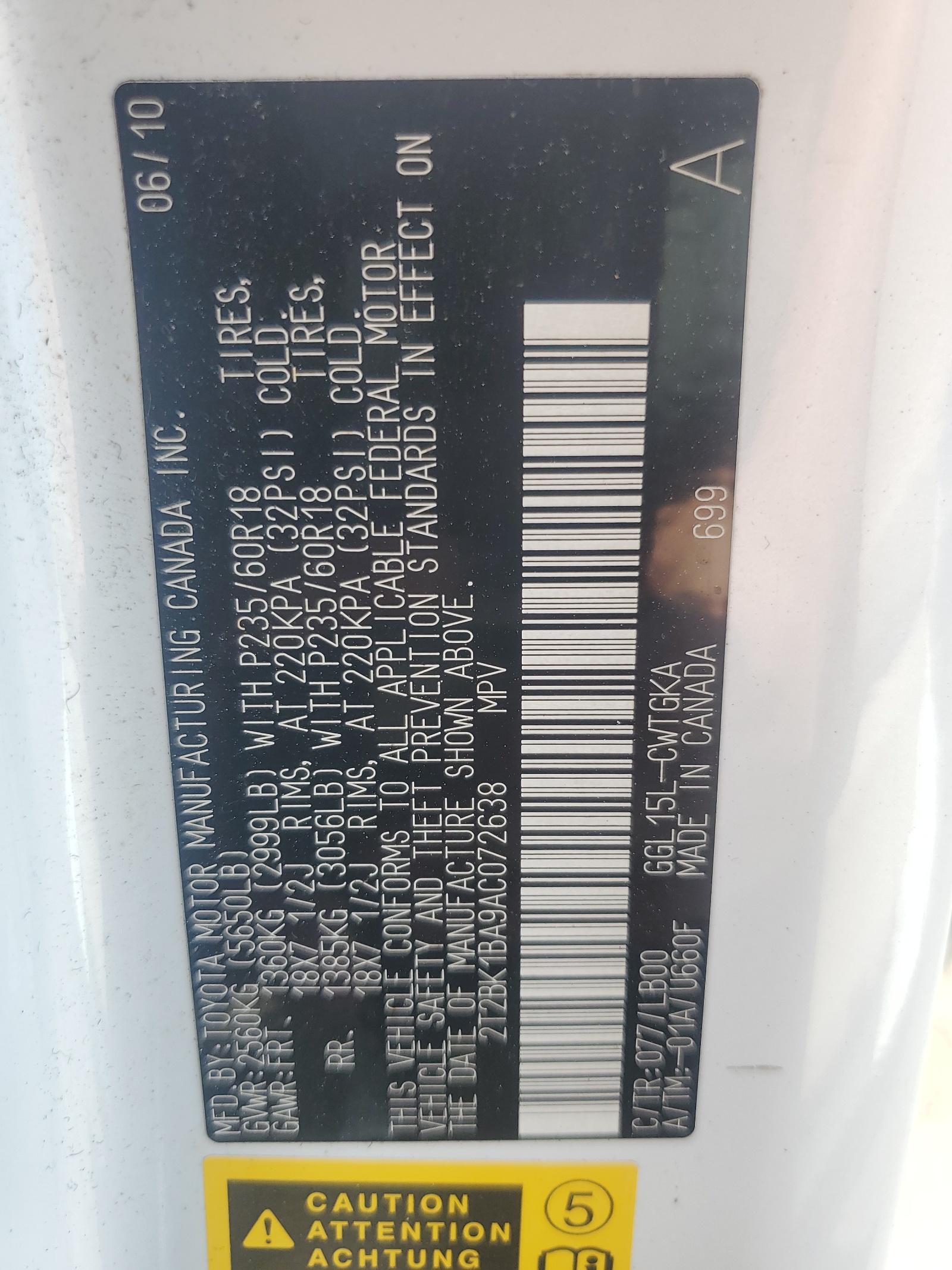 2T2BK1BA9AC072638 2010 Lexus Rx 350