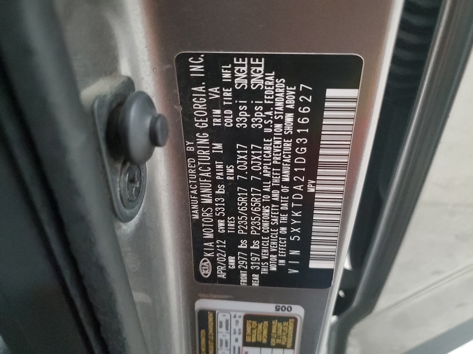 5XYKTDA21DG316627 2013 Kia Sorento Lx