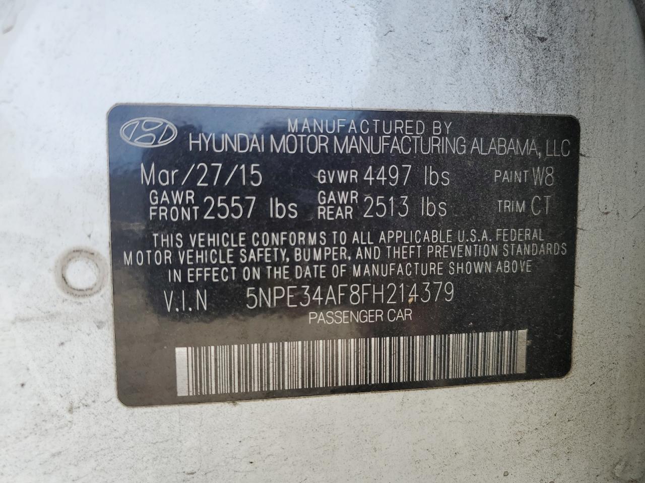 2015 Hyundai Sonata Sport VIN: 5NPE34AF8FH214379 Lot: 58668824