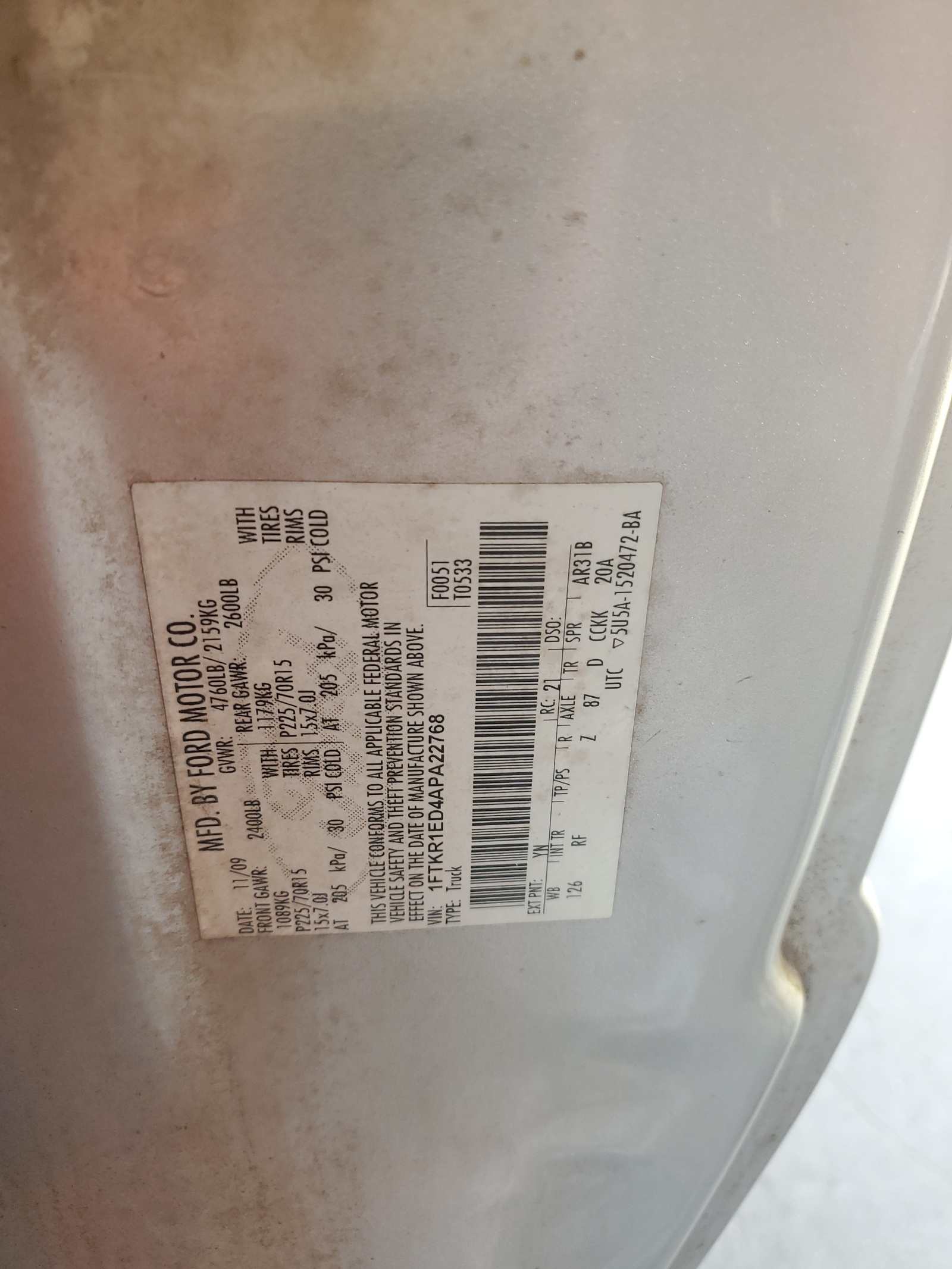 1FTKR1ED4APA22768 2010 Ford Ranger Super Cab