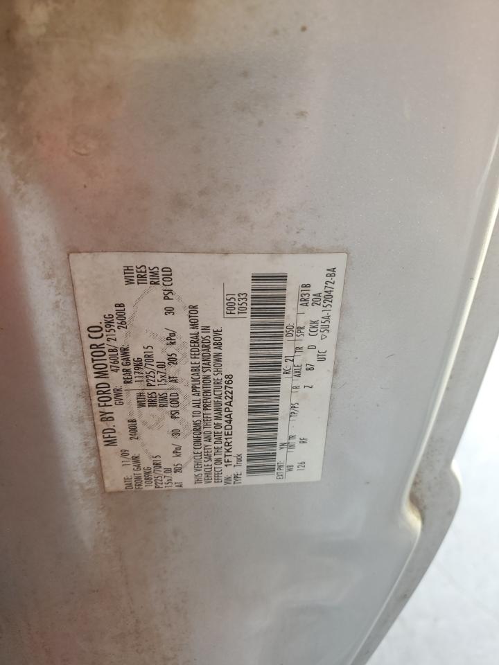 2010 Ford Ranger Super Cab VIN: 1FTKR1ED4APA22768 Lot: 57932834