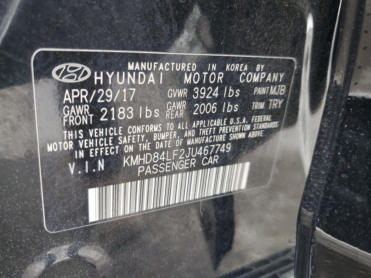 KMHD84LF2JU467749 2018 HYUNDAI ELANTRA - Image 13