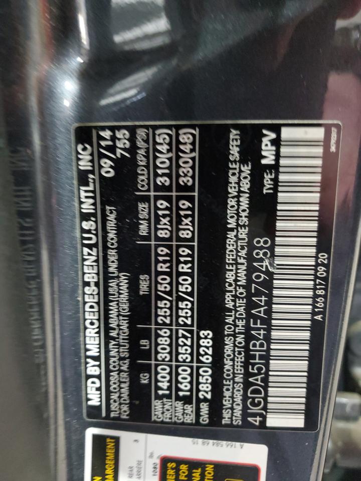 2015 Mercedes-Benz Ml 350 4Matic VIN: 4JGDA5HB4FA479488 Lot: 61035244