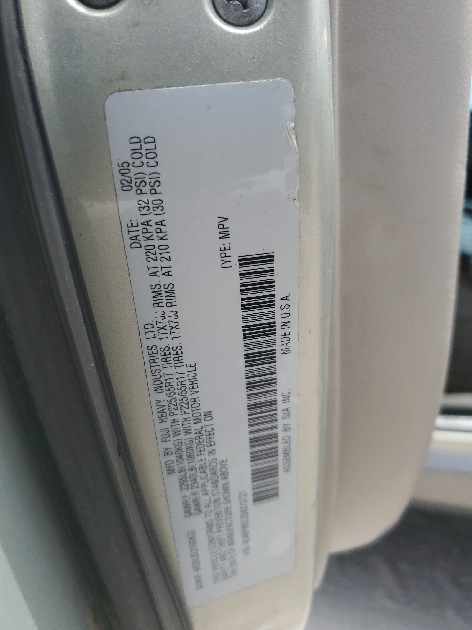 4S4BP86C254373721 2005 Subaru Outback Outback H6 R Ll Bean