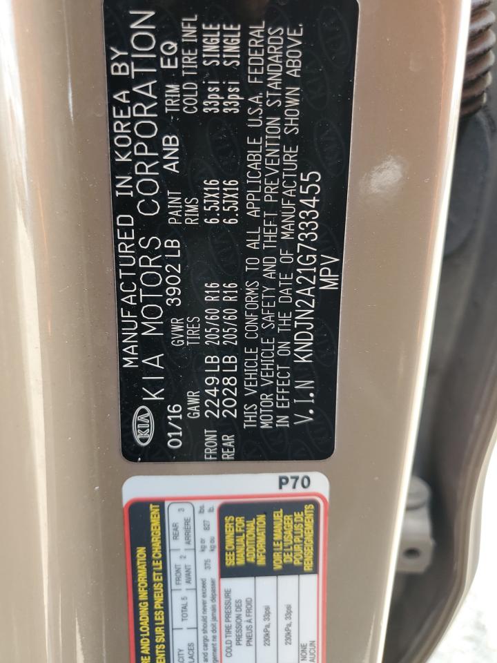 2016 Kia Soul VIN: KNDJN2A21G7333455 Lot: 58957504