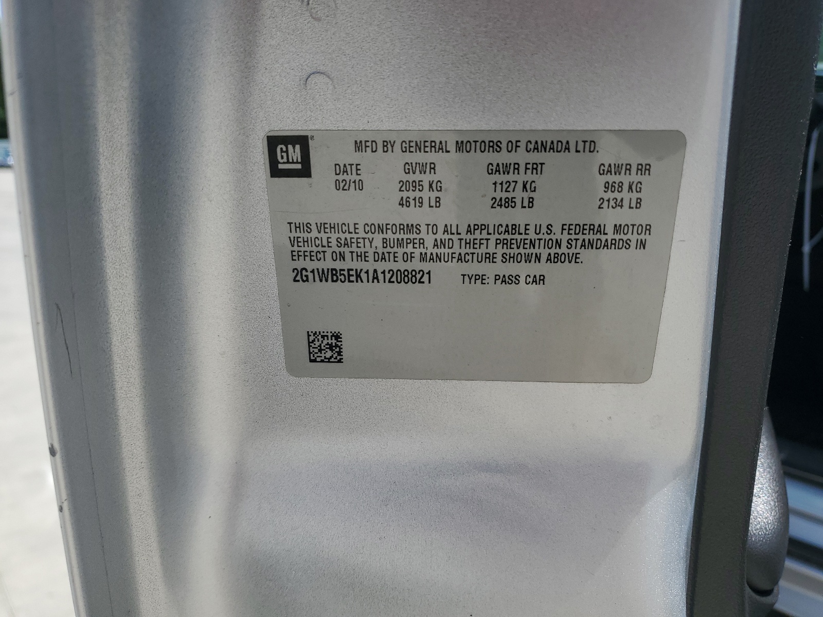 2G1WB5EK1A1208821 2010 Chevrolet Impala Lt