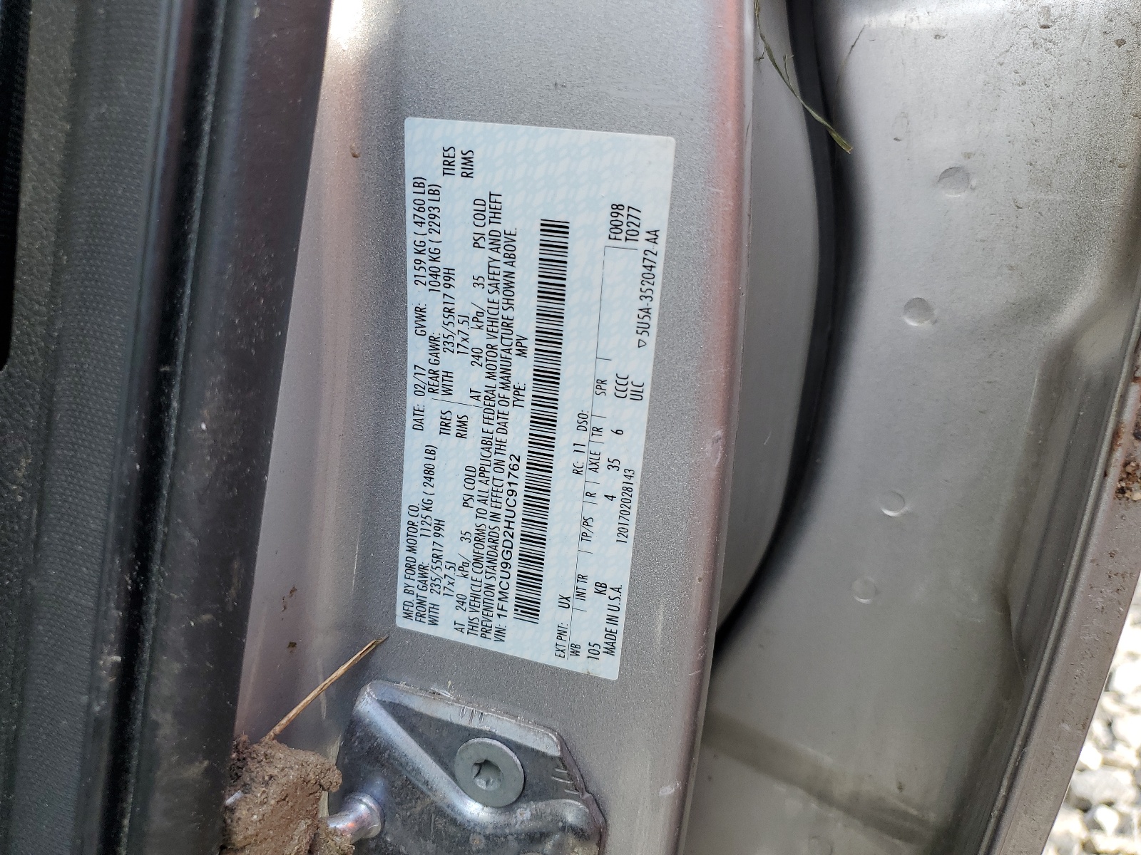 1FMCU9GD2HUC91762 2017 Ford Escape Se