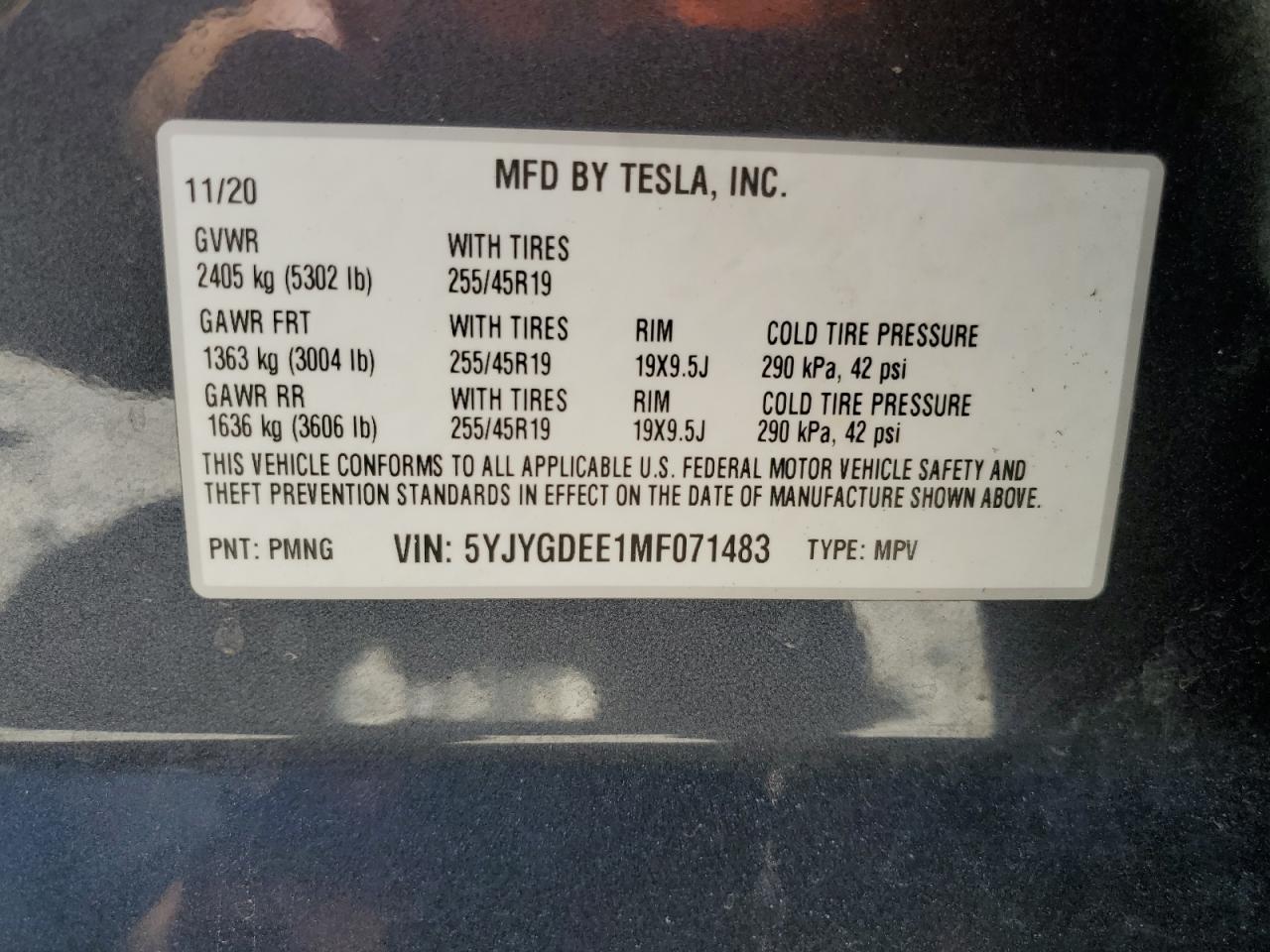 5YJYGDEE1MF071483 2021 TESLA MODEL Y - Image 12