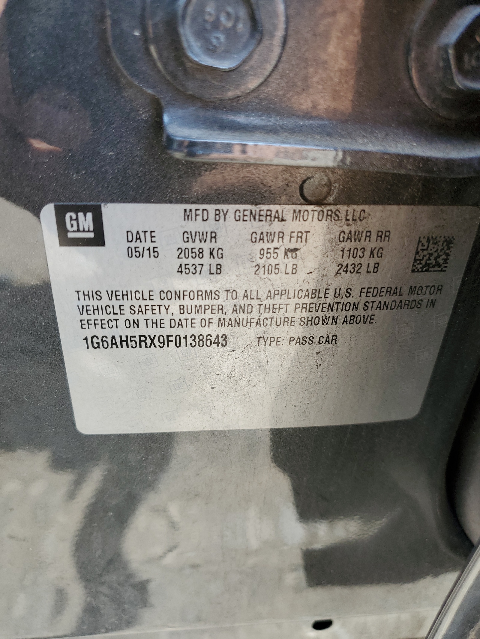 1G6AH5RX9F0138643 2015 Cadillac Ats Luxury