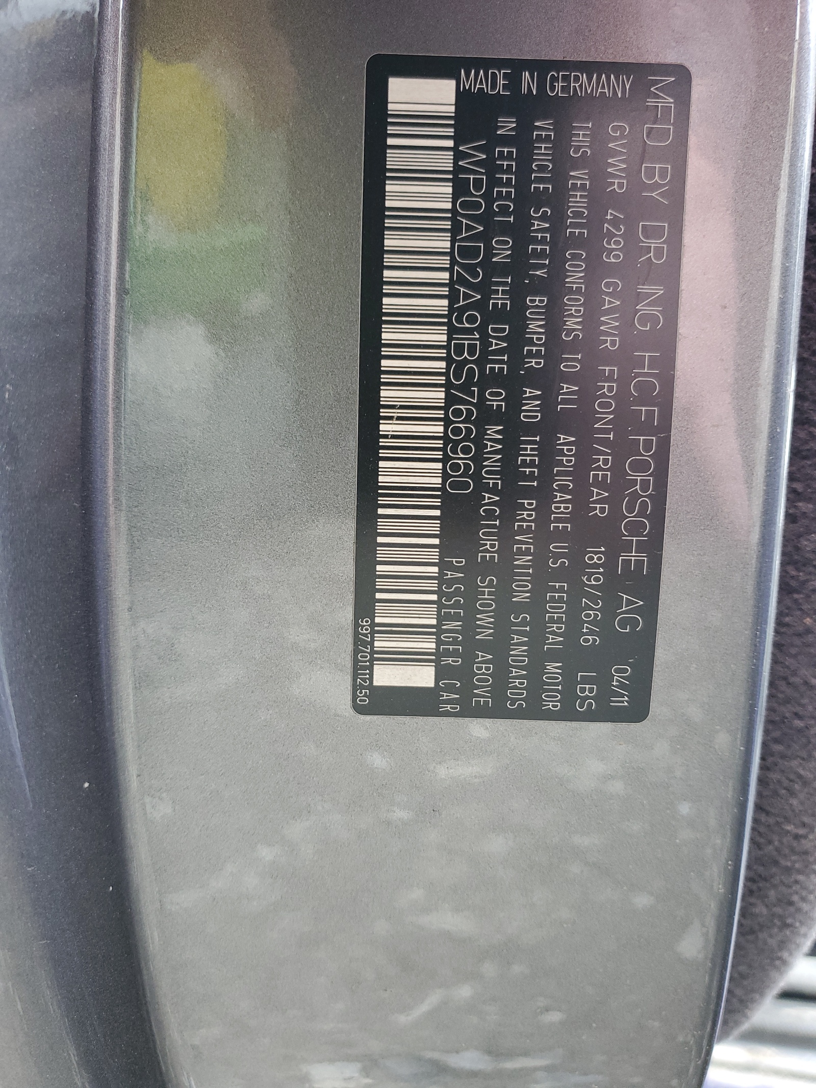 WP0AD2A91BS766960 2011 Porsche 911 Turbo