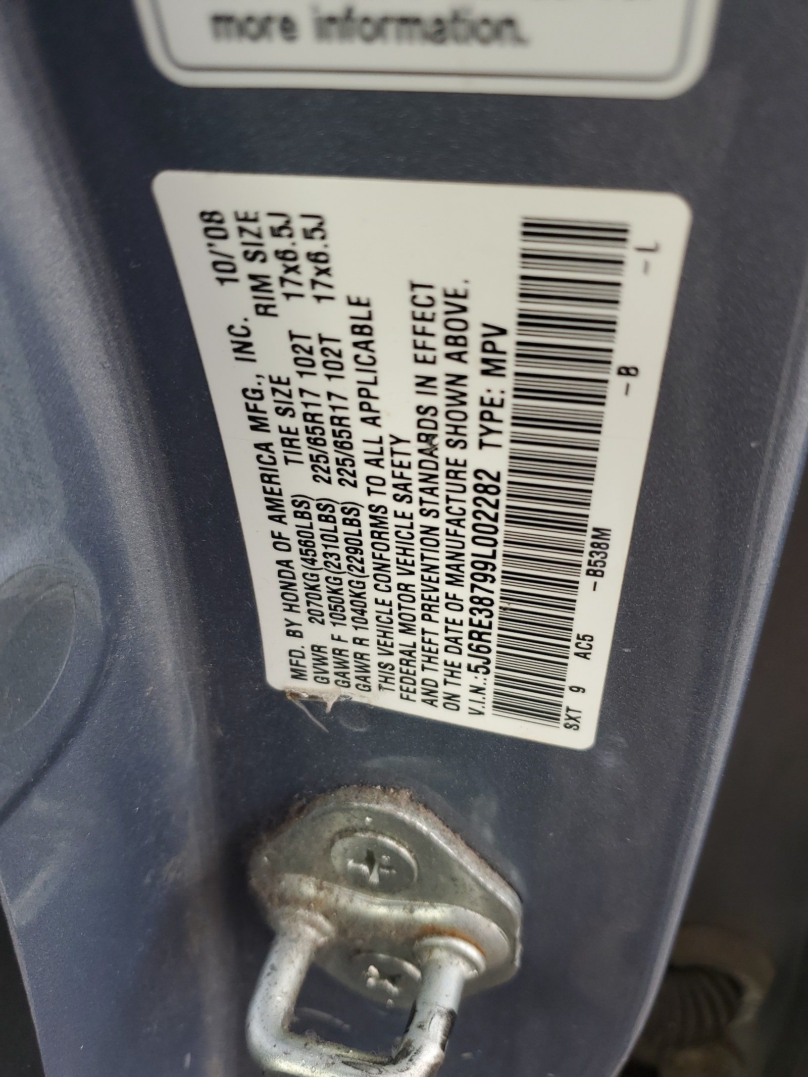 5J6RE38799L002282 2009 Honda Cr-V Exl