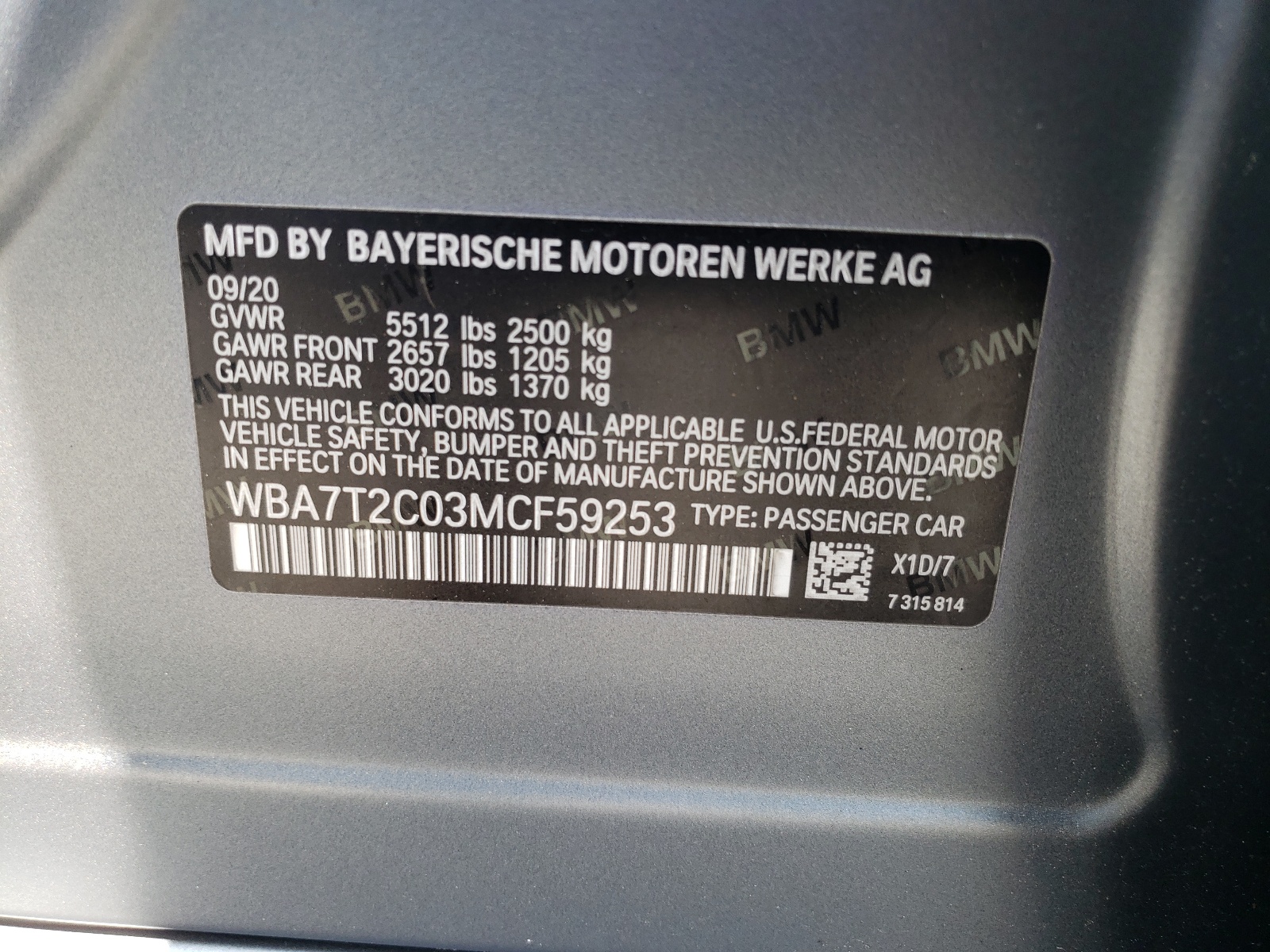 WBA7T2C03MCF59253 2021 BMW 740 I