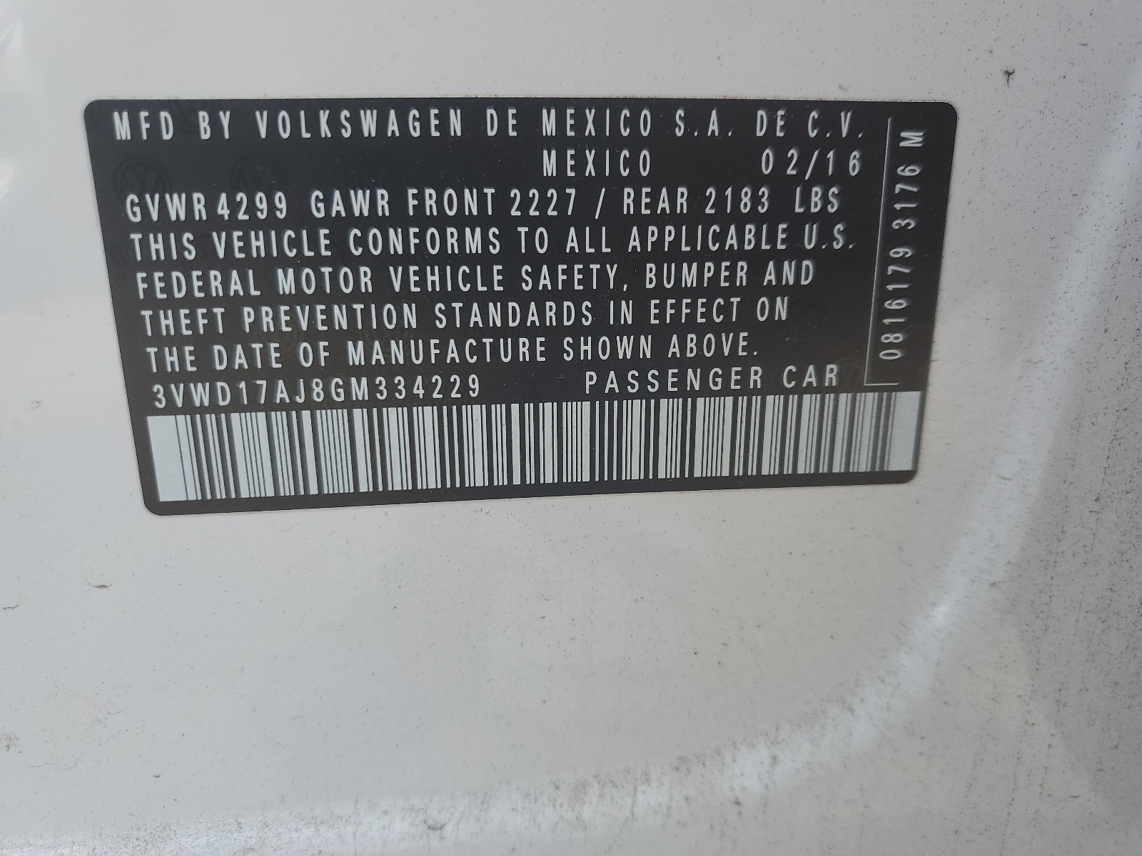 3VWD17AJ8GM334229 2016 Volkswagen Jetta Sport