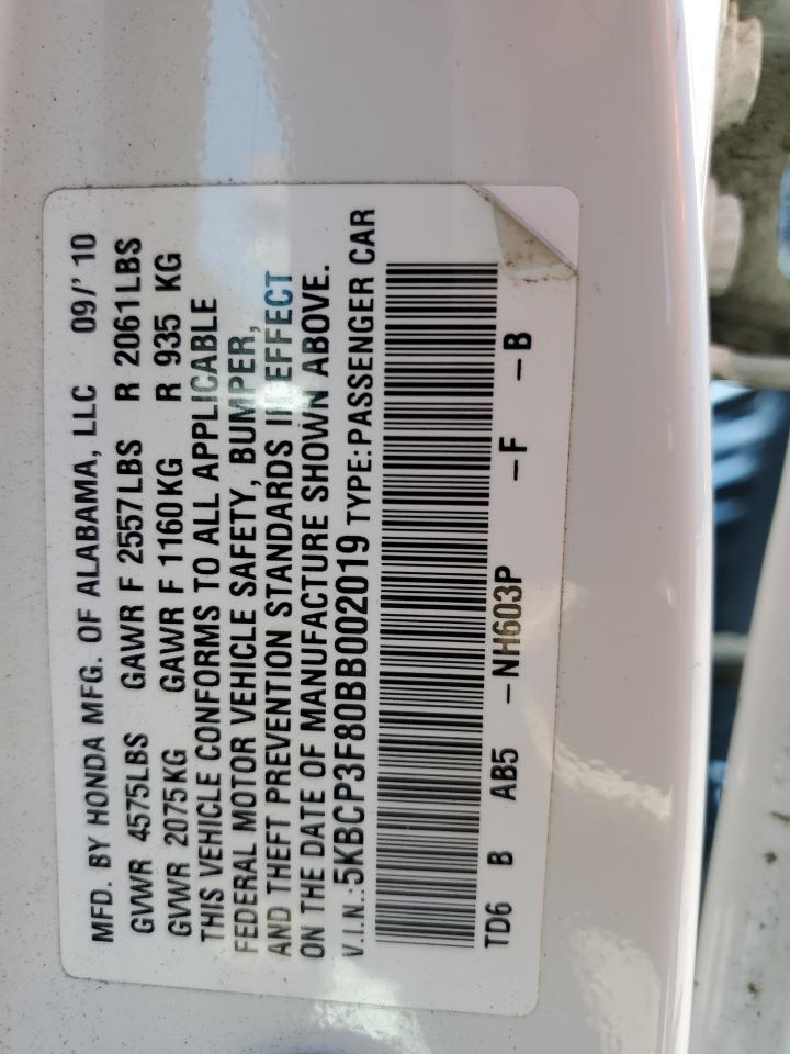 2011 Honda Accord Exl VIN: 5KBCP3F80BB002019 Lot: 58130064