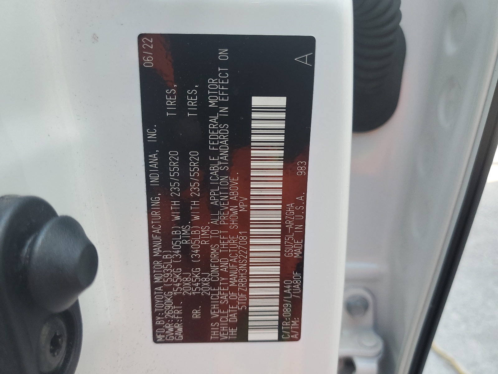 5TDFZRBH3NS227081 2022 Toyota Highlander Platinum