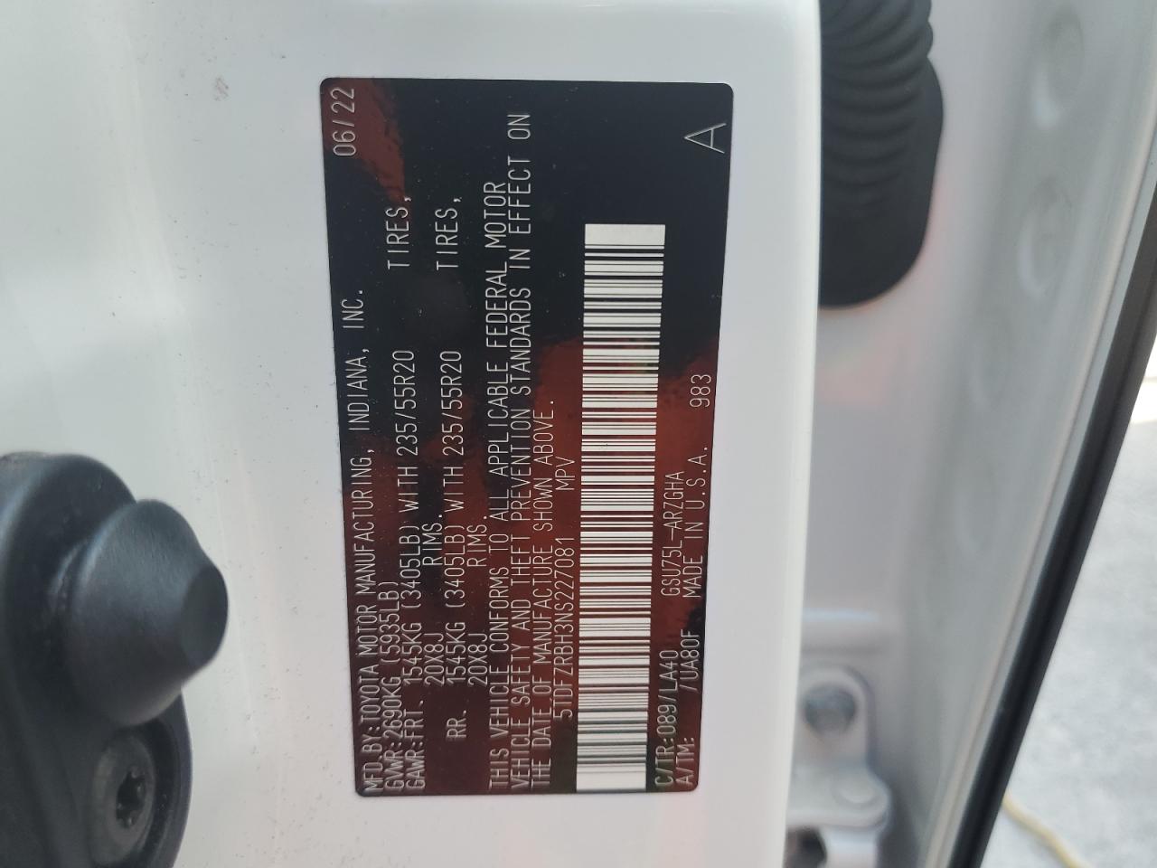 2022 Toyota Highlander Platinum VIN: 5TDFZRBH3NS227081 Lot: 59130684