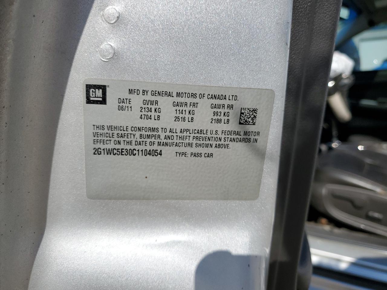 2012 Chevrolet Impala Ltz VIN: 2G1WC5E30C1104054 Lot: 58144794