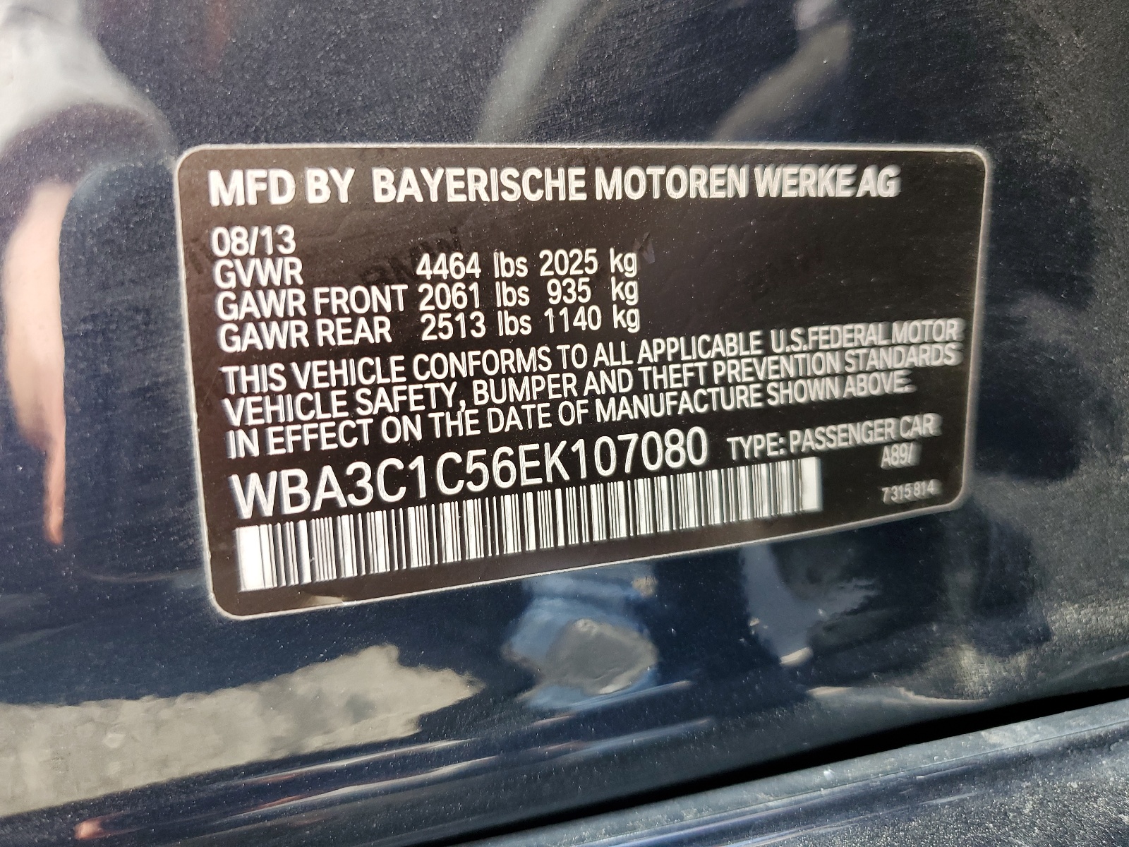 WBA3C1C56EK107080 2014 BMW 328 I Sulev