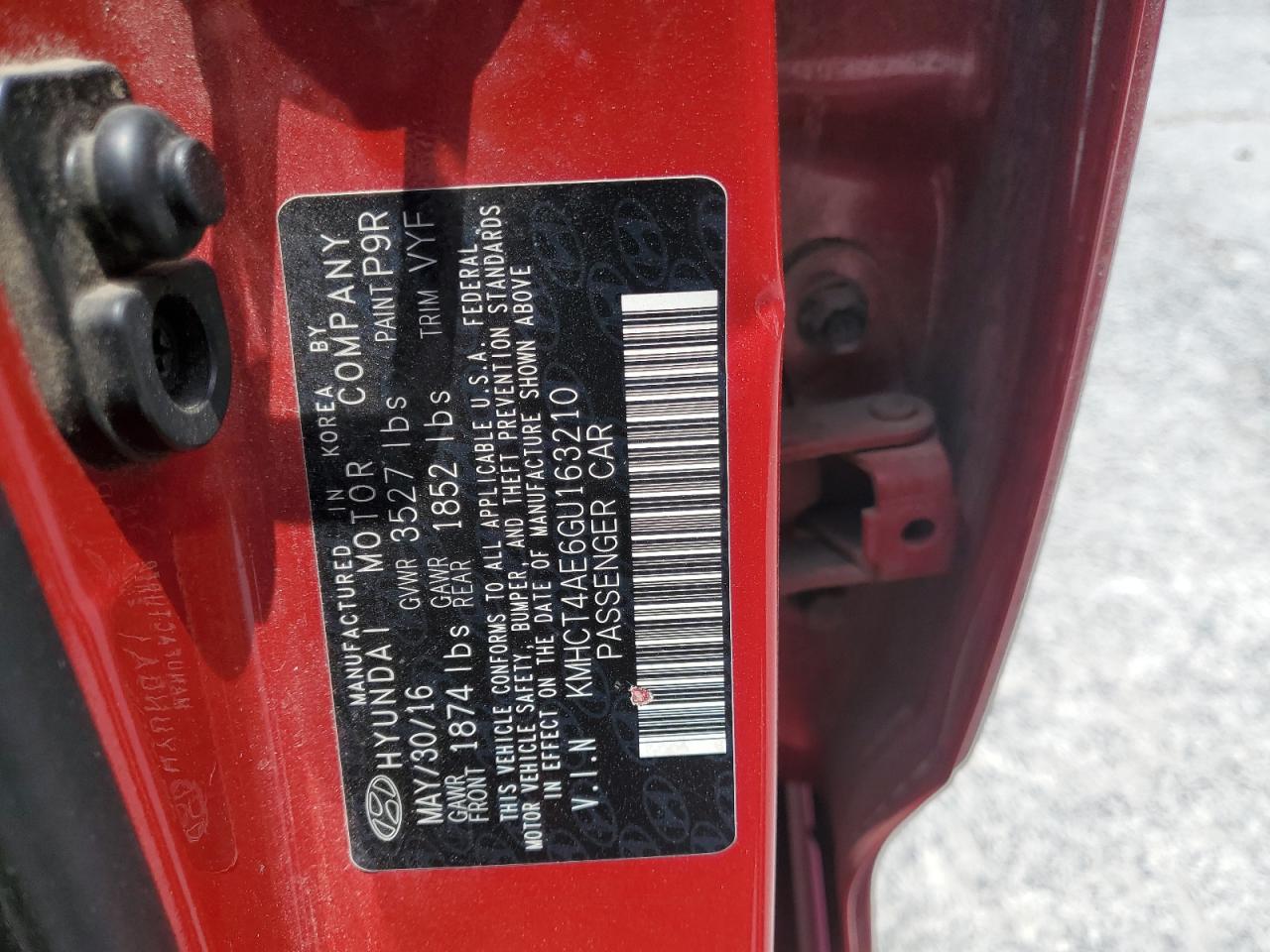 2016 Hyundai Accent Se VIN: KMHCT4AE6GU163210 Lot: 57741754