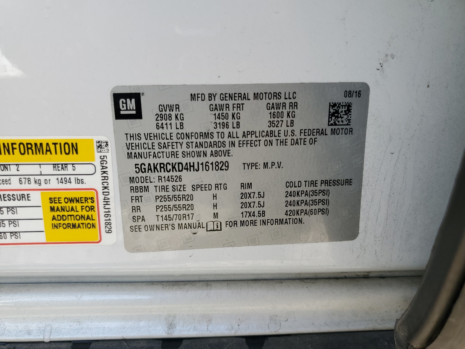 5GAKRCKD4HJ161829 2017 Buick Enclave