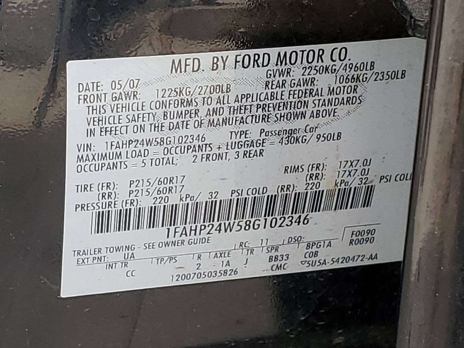 1FAHP24W58G102346 2008 Ford Taurus Sel