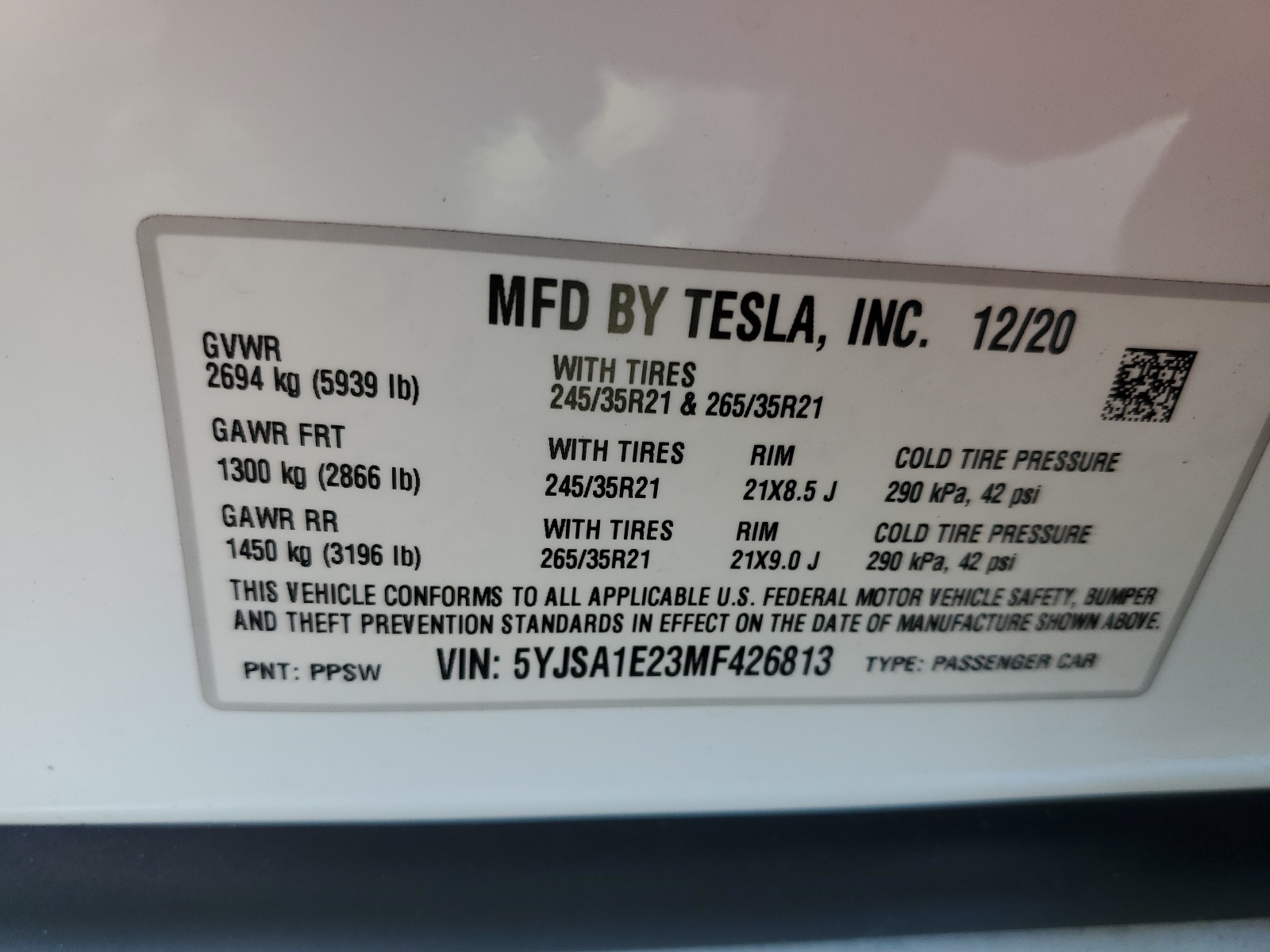 5YJSA1E23MF426813 2021 Tesla Model S