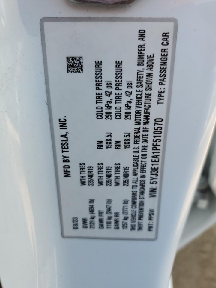 5YJ3E1EA1PF510570 2023 TESLA MODEL 3 - Image 12