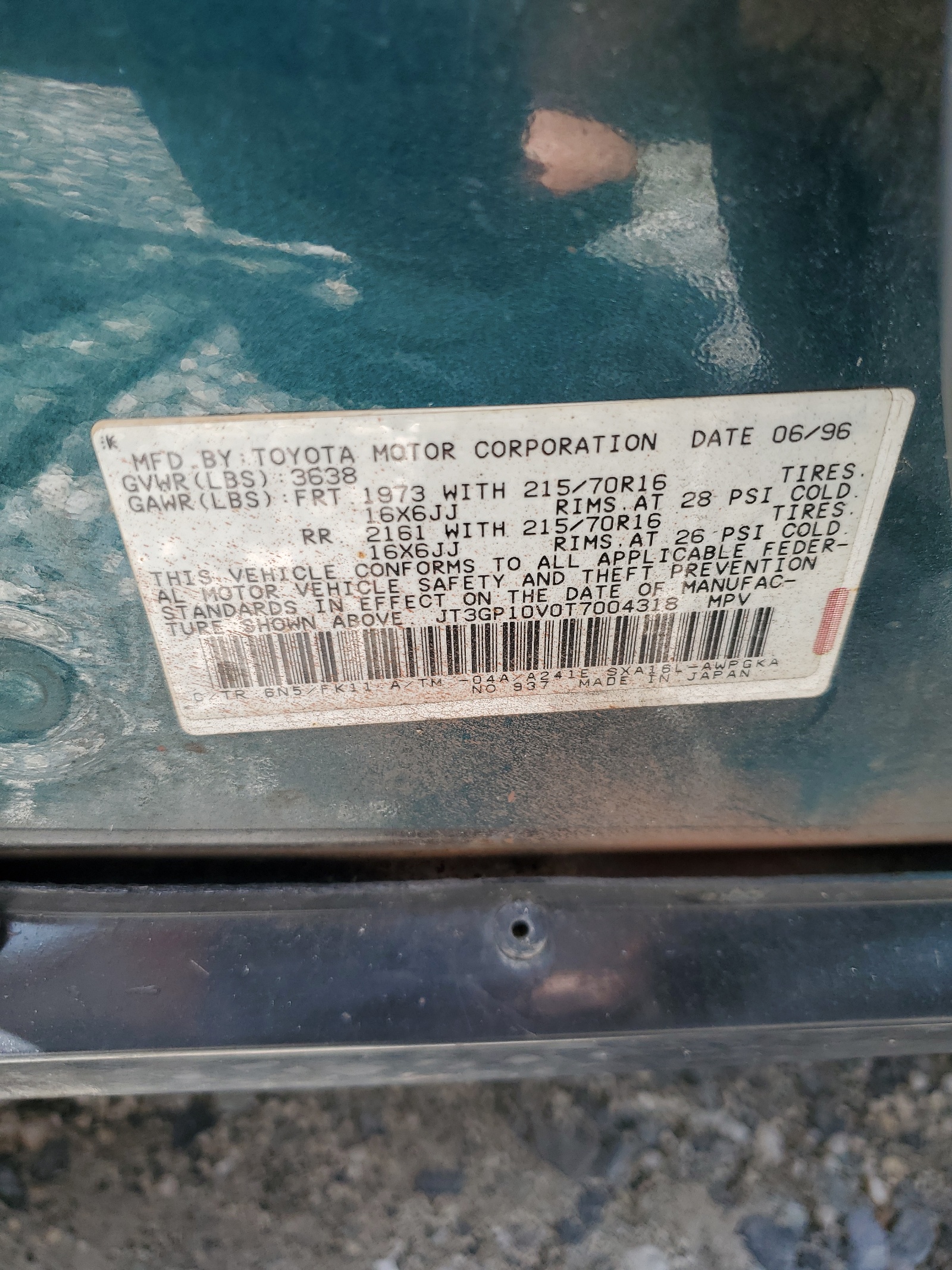 JT3GP10V0T7004318 1996 Toyota Rav4