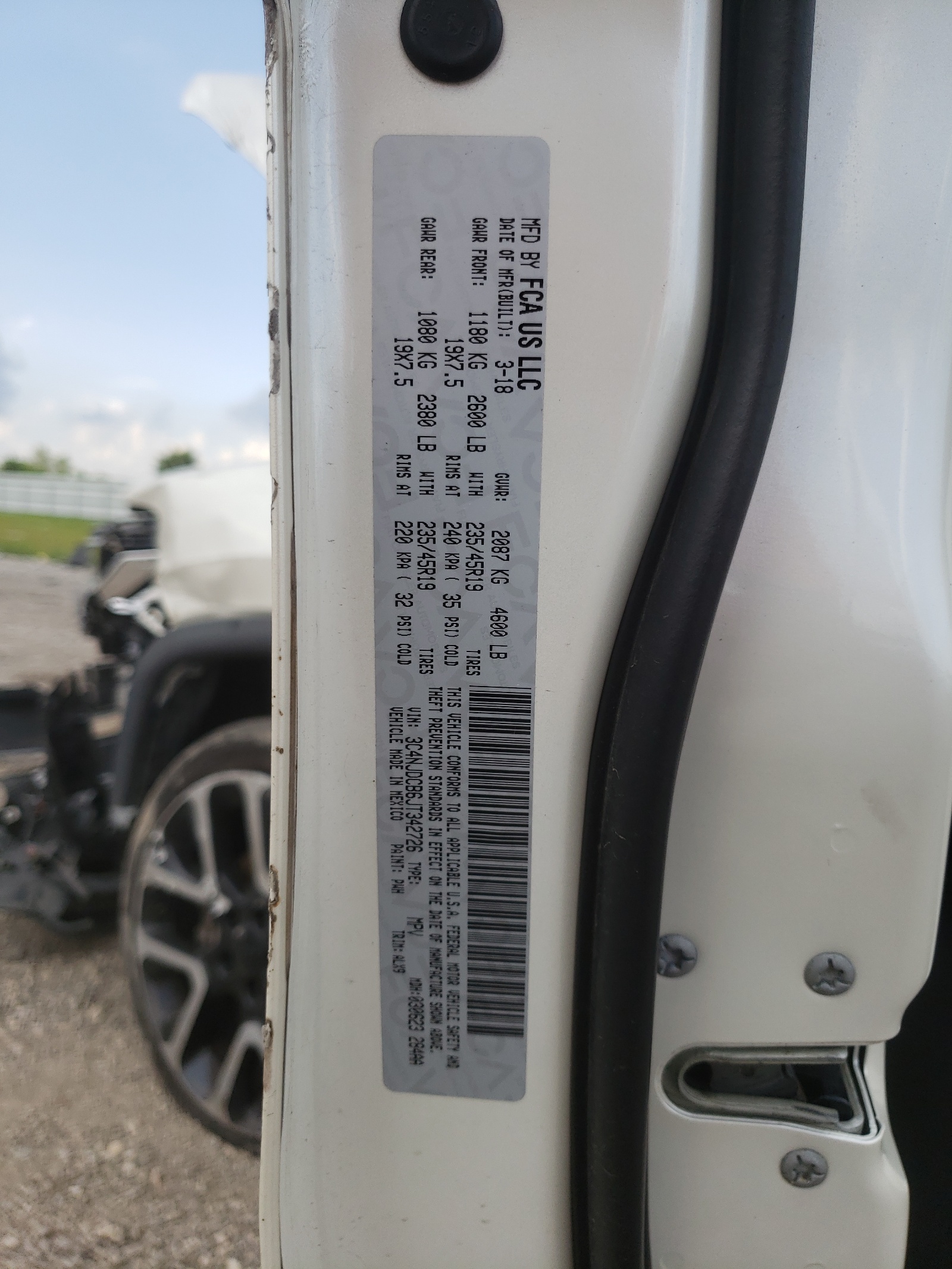 3C4NJDCB6JT342726 2018 Jeep Compass Limited